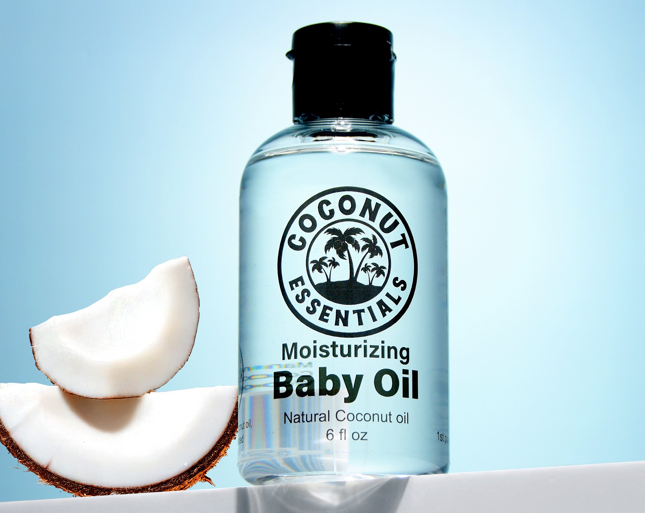 Natural Baby Oil for Infants, Liquid Coconut Oil Moisturizer - No Mineral Oil, Baby Massage Oil with MCT | Sensitive Skin, Eczema & Dry Skin Relief | Fragrance Free - Coconut Essentials (6 oz)