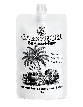 Coconut Oil for Coffee from Coconut Essentials in a resealable pouch.