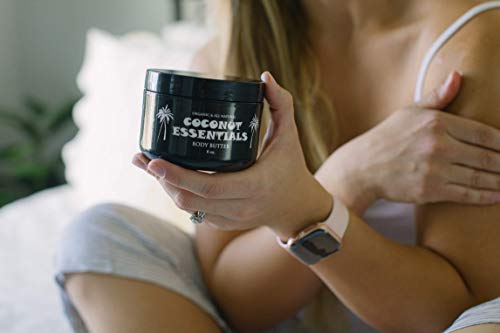 Coconut Essentials Moisturizing Body Butter - Coconut Oil, Vitamin E, Shea, Peppermint, Almond, Cocoa and Sunflower - for Beautiful and Glowing Skin!! 8 oz