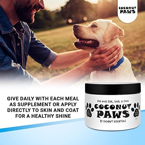 Coconut Paws Organic Oils for Dogs Skin, Hair, Ears, Teeth, and Nails. Organic Cold Pressed unrefined Coconut Oil, Virgin Olive Oil and Sunflower Oil - aceite de Coco para Perros - 8 fl oz