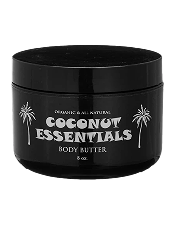 A tub of Coconut Essentials body butter.