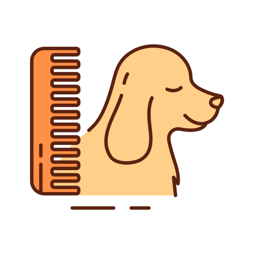 Dog with long fur and a comb.
