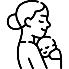 Icon of a woman holding a baby.