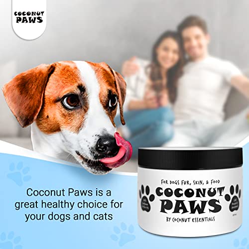 Coconut Paws Organic Oils for Dogs Skin, Hair, Ears, Teeth, and Nails. Organic Cold Pressed unrefined Coconut Oil, Virgin Olive Oil and Sunflower Oil - aceite de Coco para Perros - 8 fl oz