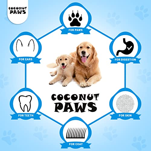 Coconut Paws Organic Oils for Dogs Skin, Hair, Ears, Teeth, and Nails. Organic Cold Pressed unrefined Coconut Oil, Virgin Olive Oil and Sunflower Oil - aceite de Coco para Perros - 8 fl oz
